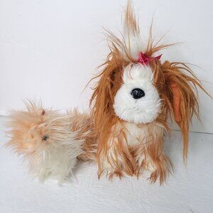 Lot of 2 Momma Baby Shaggy Brown Puppy Dogs Brown Soft Plush Stuffed Animals Toy